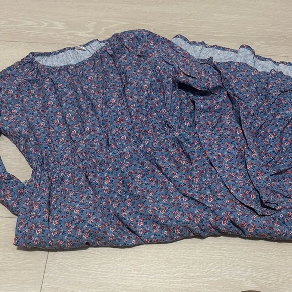 3/$10 La Beca Girls Blue and Pink Floral Long Sleeve Midi Dress - Picture 2 of 9